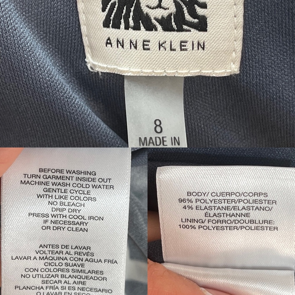 Anne Klein Elegant Slate and light cream floral Patterned Dress women’s size 8 - Picture 15 of 17